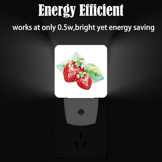 Watercolor Cute Strawberry Night Light, Plug Into Wall - Image 4