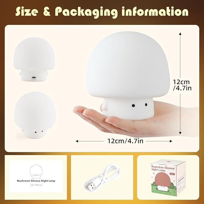 YISUN Mushroom Night Light, Cute Silicone Nightlight - Image 4