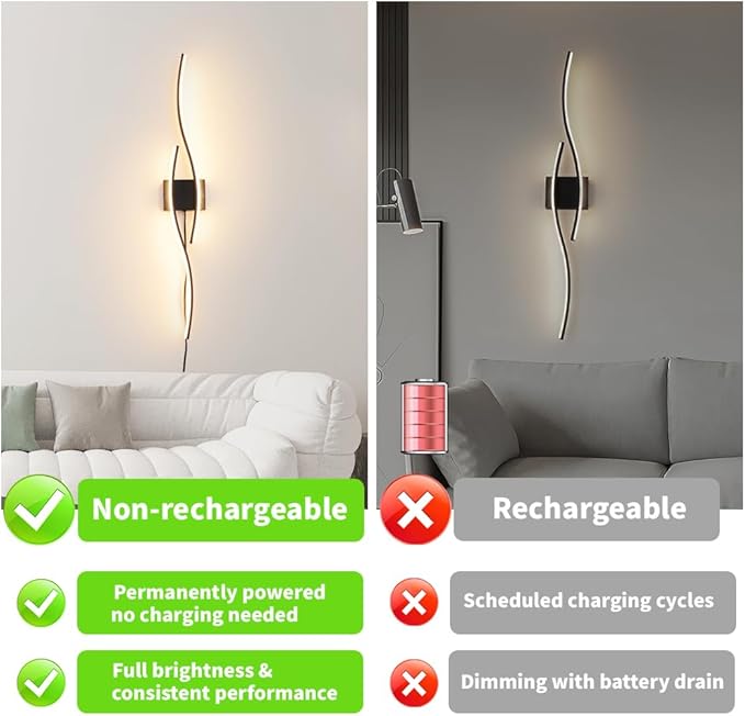 Modern Plug in Wall Sconces Set of Two, RC Dimmable LED Plug in Wall Light - Image 3