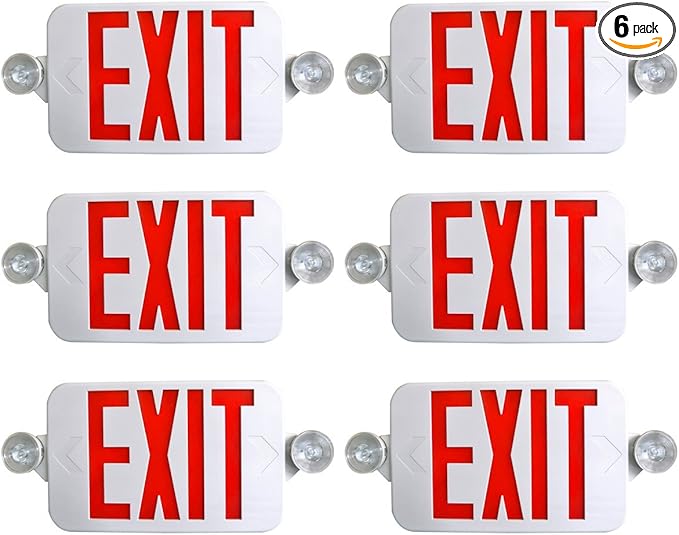 Supreme LED 6 Pack All LED Decorative Red White Exit Sign & Emergency Light by SupremeLED