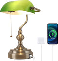 Green Glass Banker's Desk Lamp, Antique Banker Desk Lamps, Traditional Library by Liylanlighting