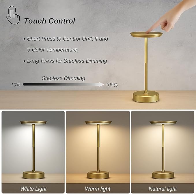 Cordless Table Lamp, Rechargeable Lamp, Portable Lamp, LED Table Light - Image 5