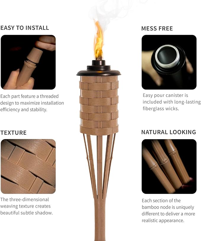 ONETHATCH Citronella Torches; Bamboo Torch, Summer Parties, and Garden Decor; - Image 3