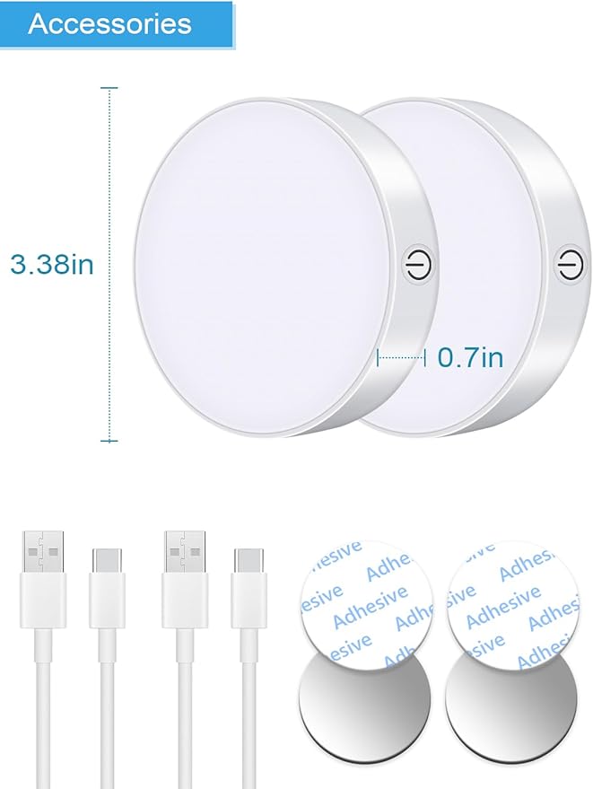 WILLED 3000K Dimmable Touch Lights, Battery Rechargeable Tap Lights, Magnet - Image 6