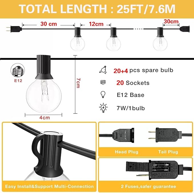 25FT G40 Globe Patio Lights - Image 2