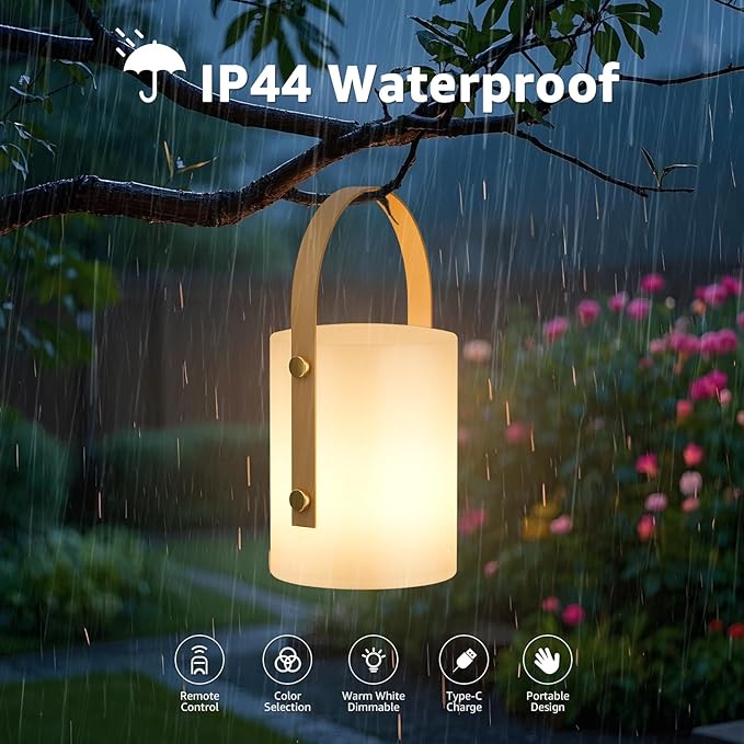 uuffoo LED Lamp Lantern Table Lamp Cordless Shower Lamp IP44 RGB and Warm White - Image 5