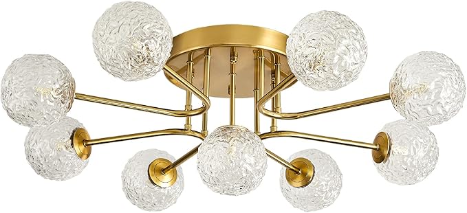 Sputnik Semi Flush Mount Ceiling Light Gold Glass Globe Chandelier Ceiling - Image 8