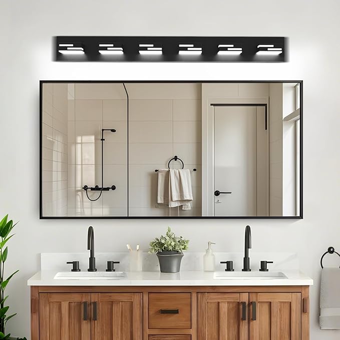LED Modern Bathroom Vanity Light Fixtures, 6-Light 40-inch Dimmable Matte Black - Image 7