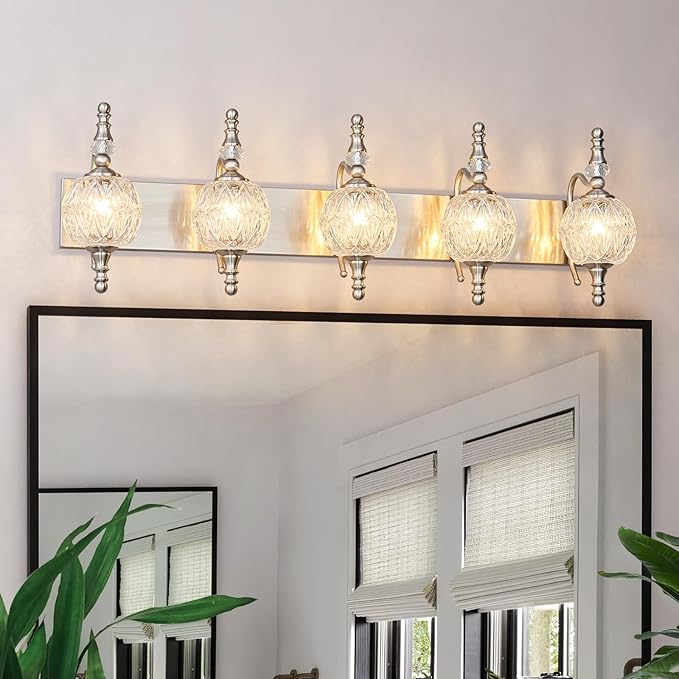 Modern Crystal Bathroom Vanity Lights Fixtures Over Mirror Brushed Nickel by LBSQJ