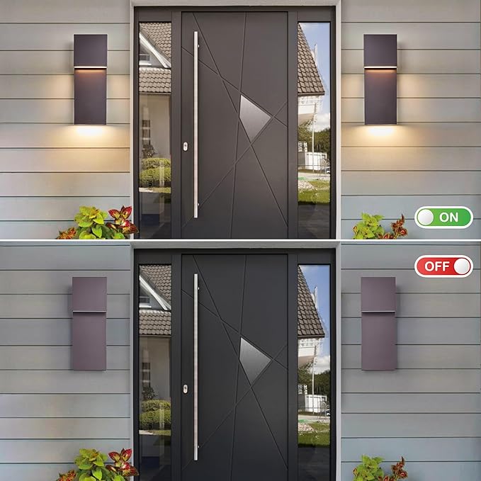 Modern Outdoor Indoor Integrated LED Wall Sconce, 2-Light Total 17W, Bronze - Image 9