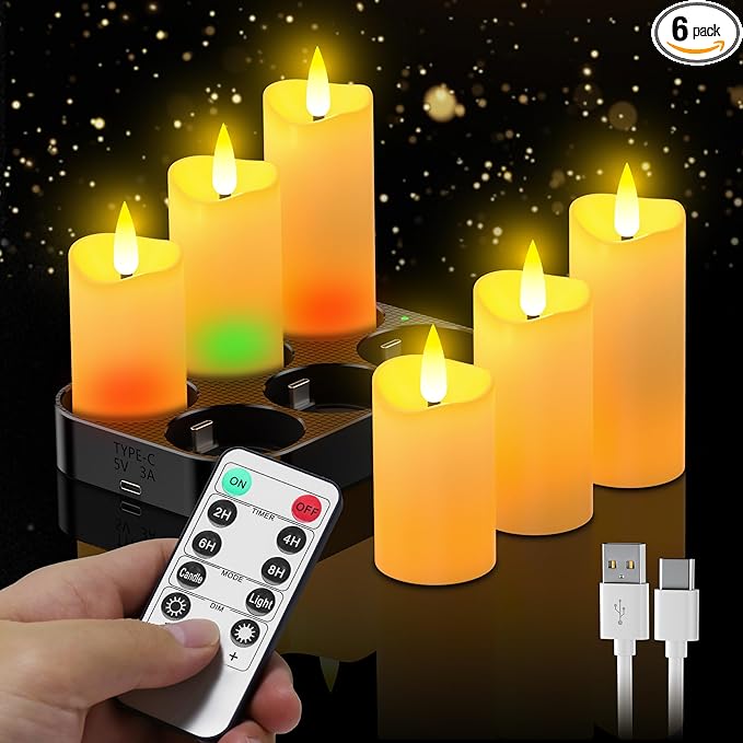 YiaMia 6 Pack Upgraded Rechargeable Flameless Candles by YiaMiaNightLights