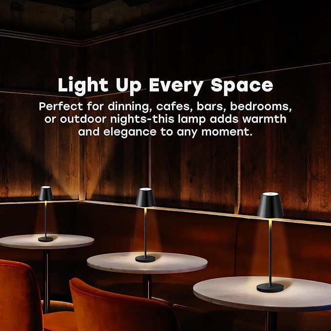 2 Pack Cordless Table Lamp, Portable LED Desk Lamp, 5200mAh Battery Operated - Image 2