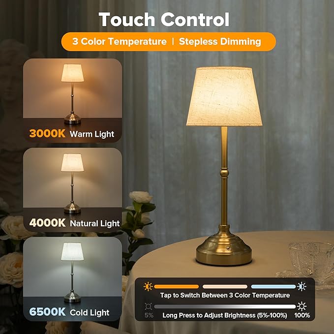 Cordless Table Lamp, Rechargeable Desk Lamp - Image 3
