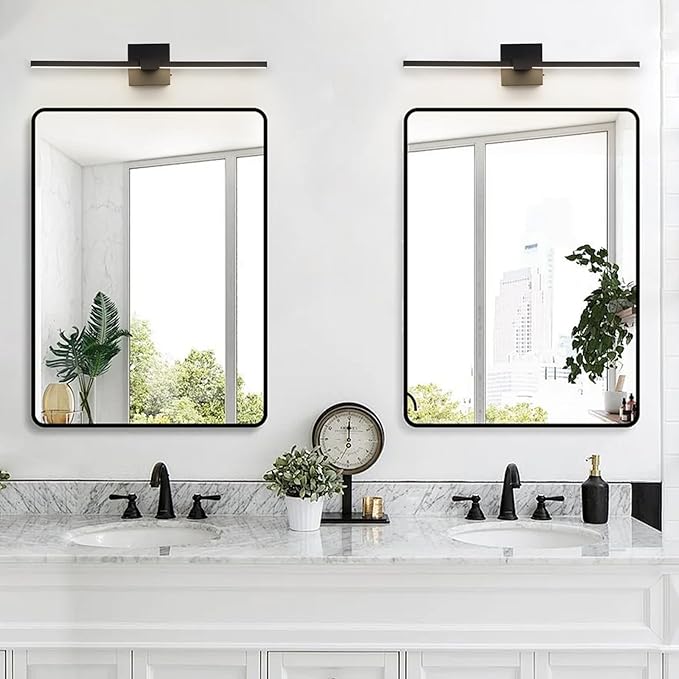 URSOLA Black Bathroom Light Fixtures, 24 inch Modern LED Vanity Lighting Over - Image 2