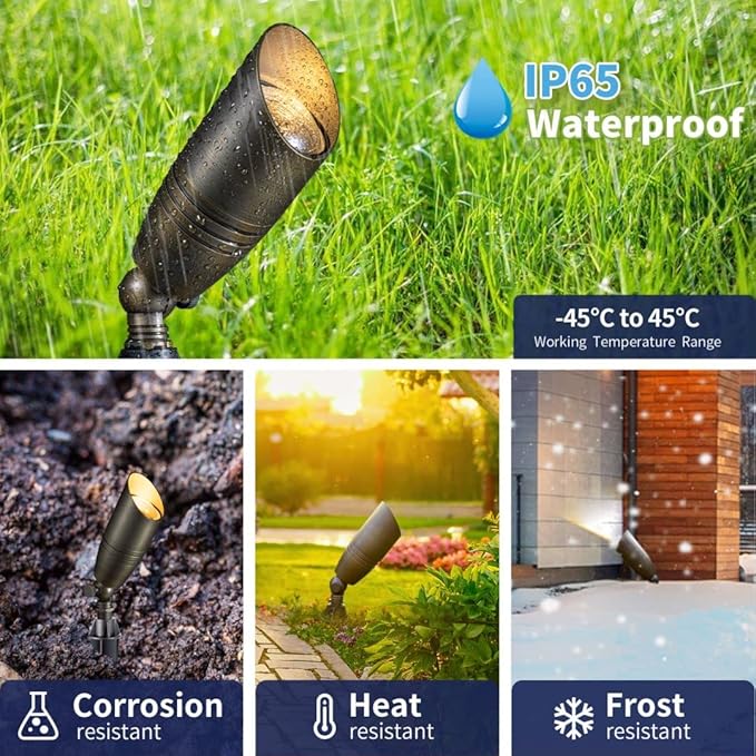 Gardenreet Brass Low Voltage Landscape Spotlights Kit 12V LED - Image 3