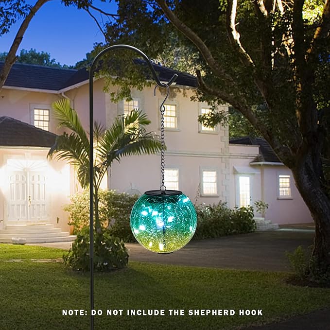 Hanging Solar Lights Outdoor Solar Lanterns Outdoor Decorative Cracked Glass - Image 4