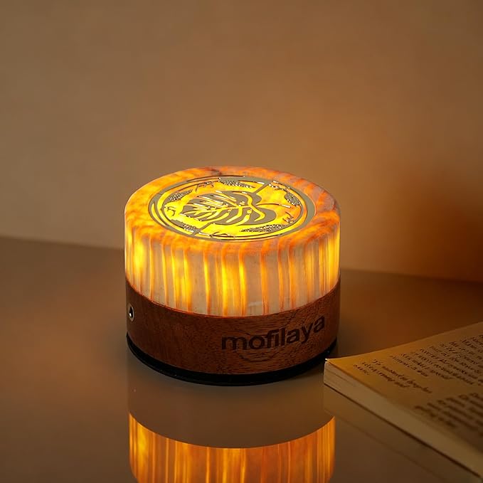 LED Night Light Wood -100% Handmade Cordless Lamp Rechargeable USB Battery by Unknown