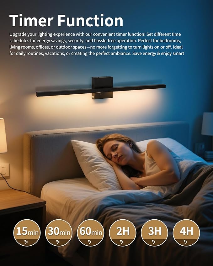 24 Inch Battery Operated Wall Sconce, 8000mAh 3000K/4500K/6000K Dimmable - Image 6