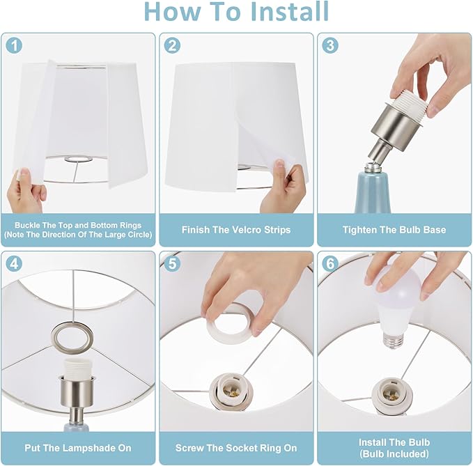 Seealle 19.4" Modern Sky Blue Table Lamp Set of 2-Bedside Lamps - Image 8