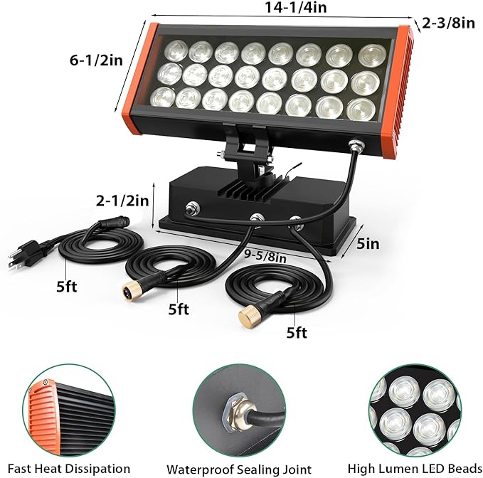 Smart LED Wall Washer Flood Light, 168W RGB+CW Color Changing Smart Light - Image 8
