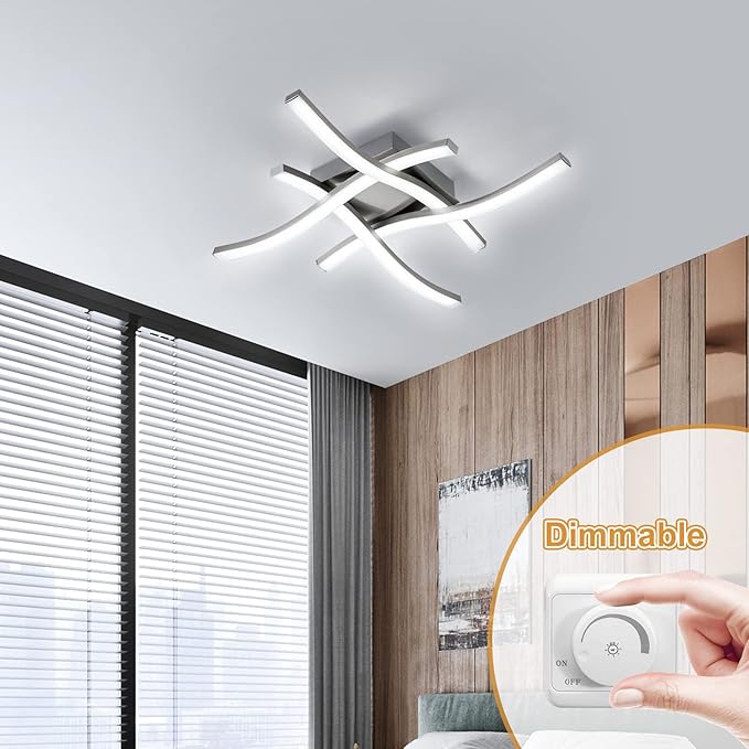 EDISLIVE Modern Dimmable LED Ceiling Light Curved 4-Light 18 in Minimalist - Image 6