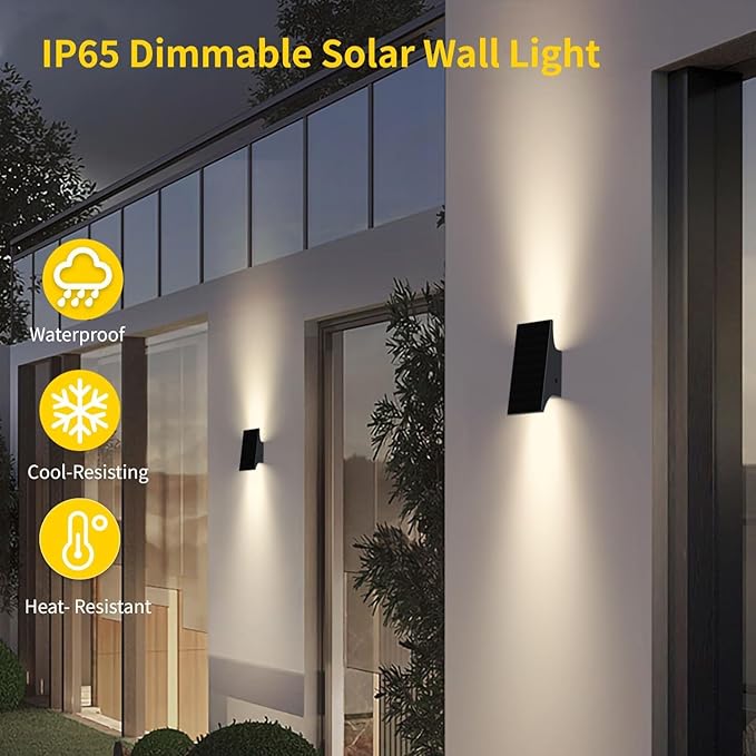 Solar Sconce Lights Outdoor, Dimmable Solar Wall Lights Up and Down, 3000K - Image 2
