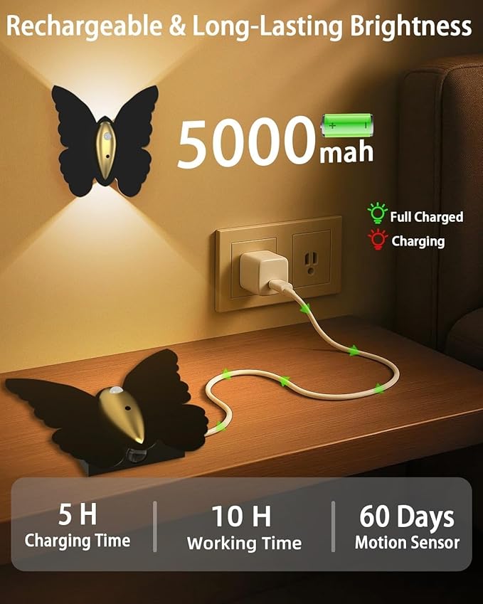 1 Pack Rechargeable Motion Sensor Wall Light: 5000mAh Battery Operated Wall - Image 5
