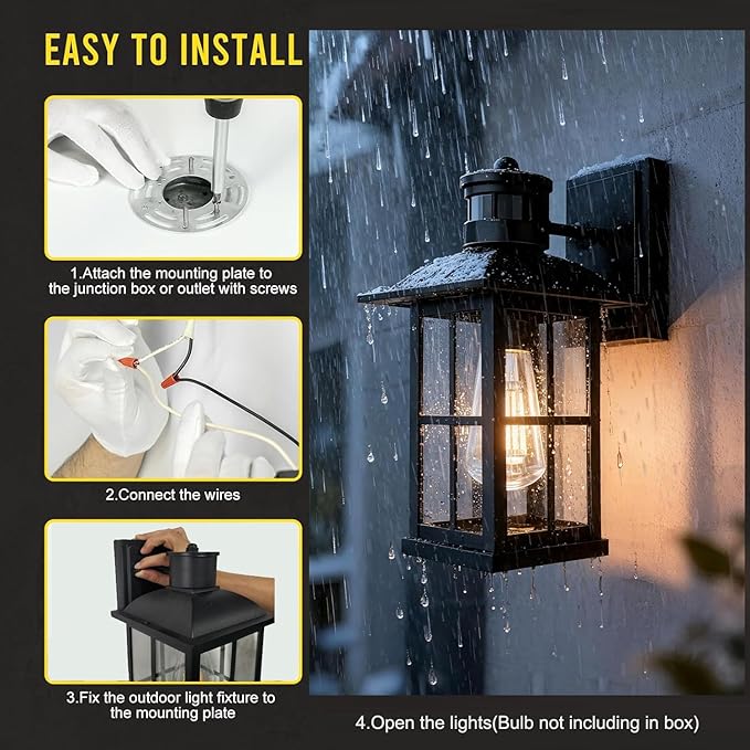 12Pack 15inch Large Outdoor Wall Lights, Modern Black Exterior Wall Light - Image 8
