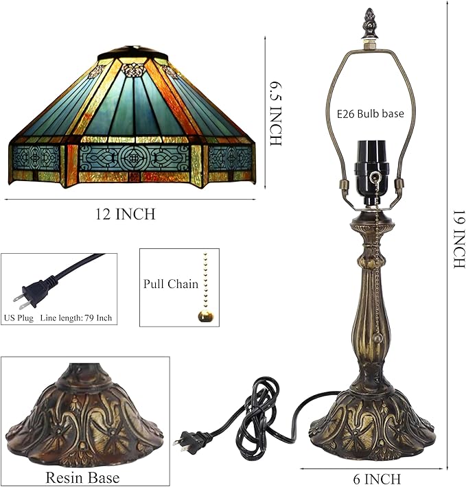 Tiffany Style Lamp Stained Glass Table Lamp Memory Sympathy Desk Reading Light - Image 3