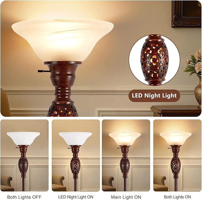 70" Torchiere Floor Lamp with NightLight - Image 3