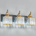 Modern Bathroom Vanity Light 3-Light Black and Gold Crystal Light Fixtures Over by BBLLWJ