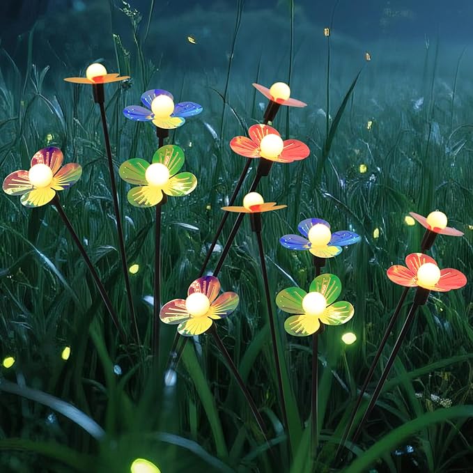 Solar Flower Lights Outdoor Waterproof 2 Pack of 32 LEDs Garden Solar Firefly by Unknown