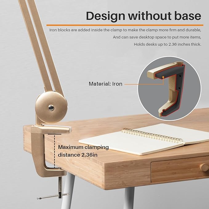 LED Desk Lamp with Clamp, Dimming Task Lamp - Image 4