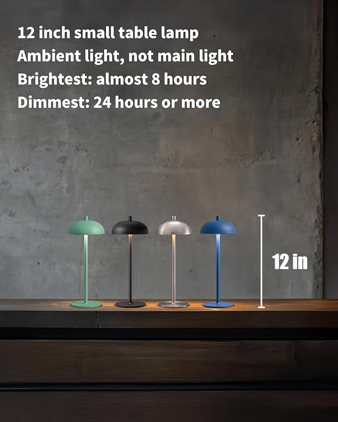 Cordless LED 12" Small Table Lamps Set of 2, Portable Waterproof Desk Lamp - Image 2