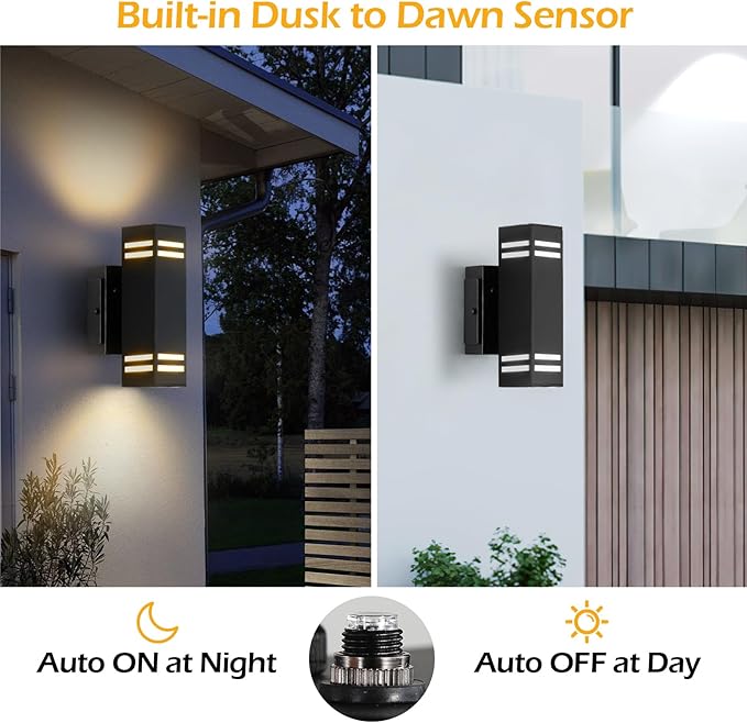 SHIMR Outdoor Light with Outlet, Modern Dusk to Dawn Outdoor Lighting, Aluminum - Image 3