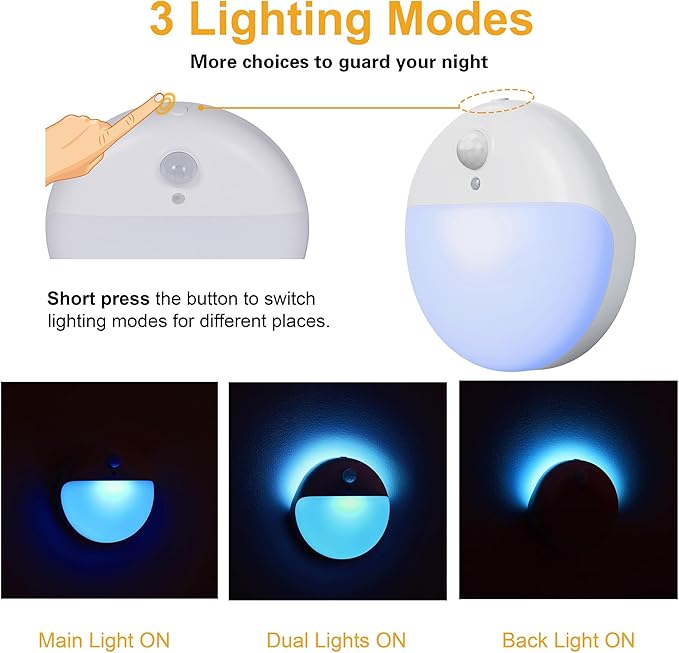 2 Pack Azure Battery Night Light, Motion Activated Night Light, 2.6" Small - Image 4
