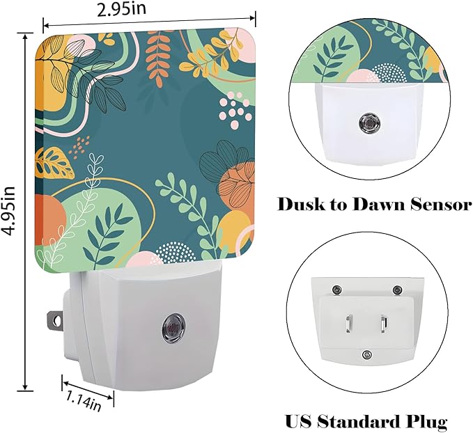 Colorful Leaves Night Light, Plug Into Wall Decor - Image 2