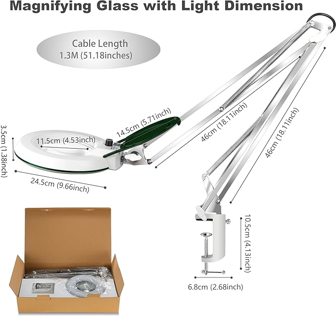 10X Magnifying Glass with Light and Stand, LED Dimmable Lighted Desk Lamp with - Image 9