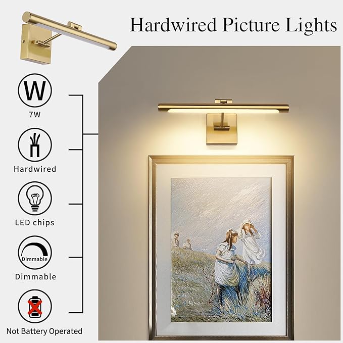 Joosenhouse LED Picture Light Fixtures Dimmable 16.53" Inch Modern Metal - Image 3