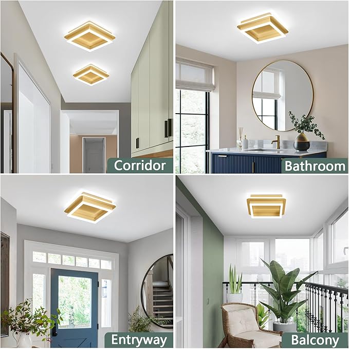 CANEOE 2 Packs Square Modern LED Light Fixture, 24W Black Flush Mount Hallway - Image 8