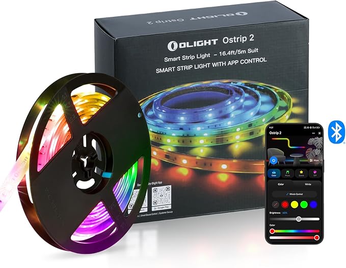 OLIGHT Ostrip 2 RGBIC LED Strip Light 16.4ft, DC24V 2700K-6500K, 0.25m Unit by OLIGHT