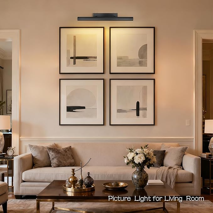 Matte Black Picture Lights for Wall, 3-Light Bronze Gallery Light, Warm White - Image 2