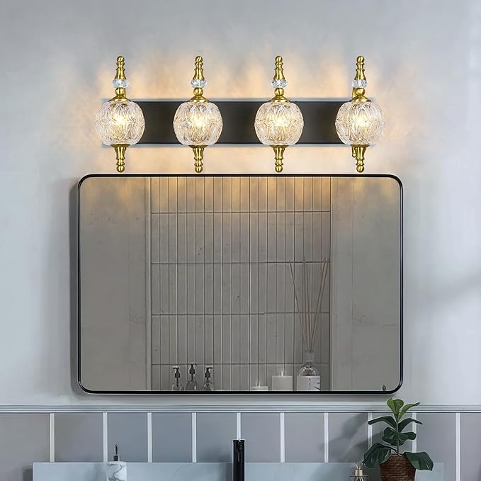 Modern Crystal Bathroom Vanity Lights Fixtures Over Mirror Black Gold Vintage - Image 7