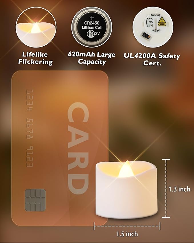 Homemory 48-Pack Novelty Flickering Flameless Tea Lights Candles, 200+Hours - Image 2