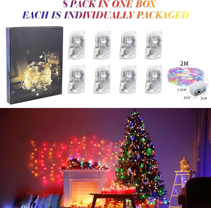 ZGWJ 8 Pack Fairy Lights Battery Operated, 7ft 20 Mini LED Fairy String Lights - Image 7