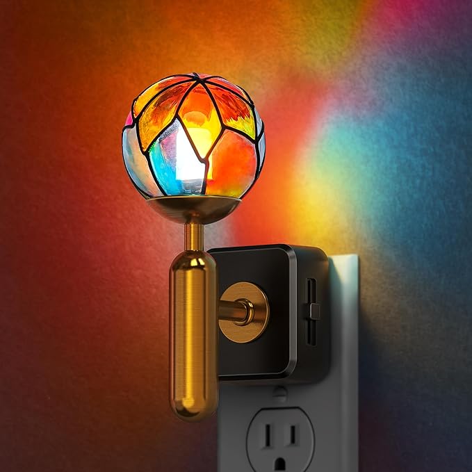 Briignite Night Lights Plug into Wall, Stained Glass Night Light by WelcometoBriigniteenjoyyourshopping