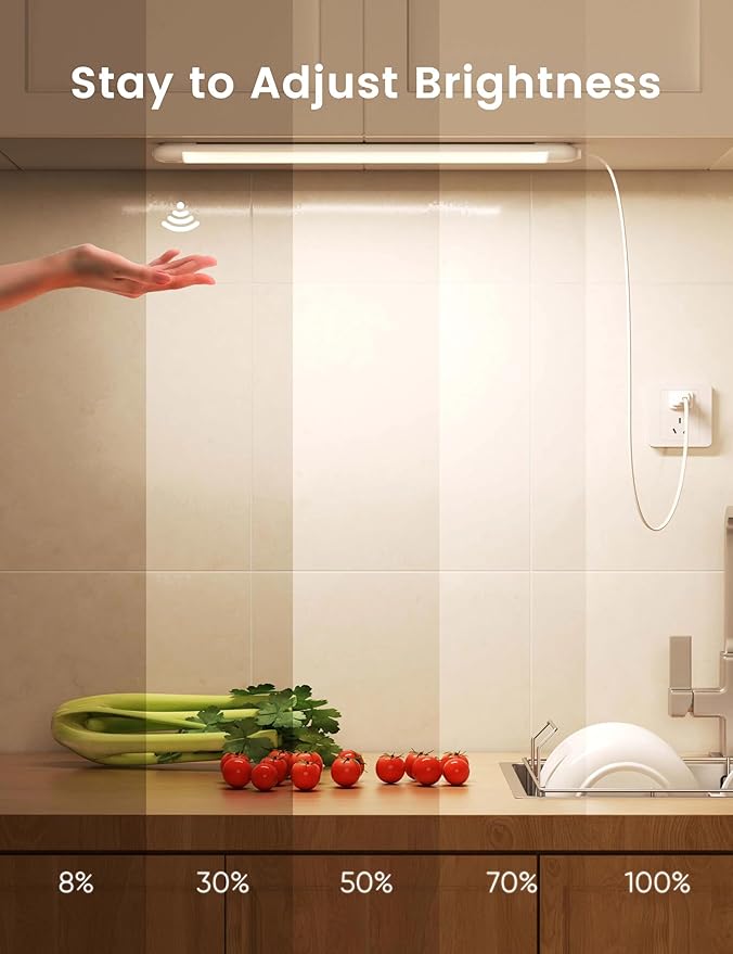 2 Pack Hand Wave Under Cabinet Lights, 16 Inch Plug in Dimmable Kitchen Counter - Image 3