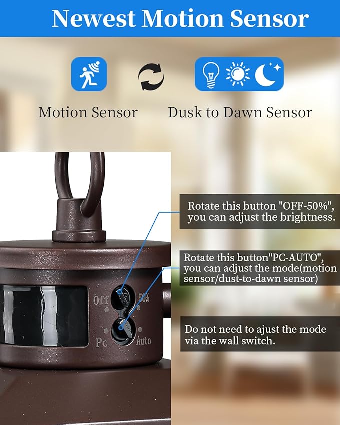 17'' Motion Sensor Outdoor Lights Wall Mount, Dusk to Dawn Exterior Light - Image 3