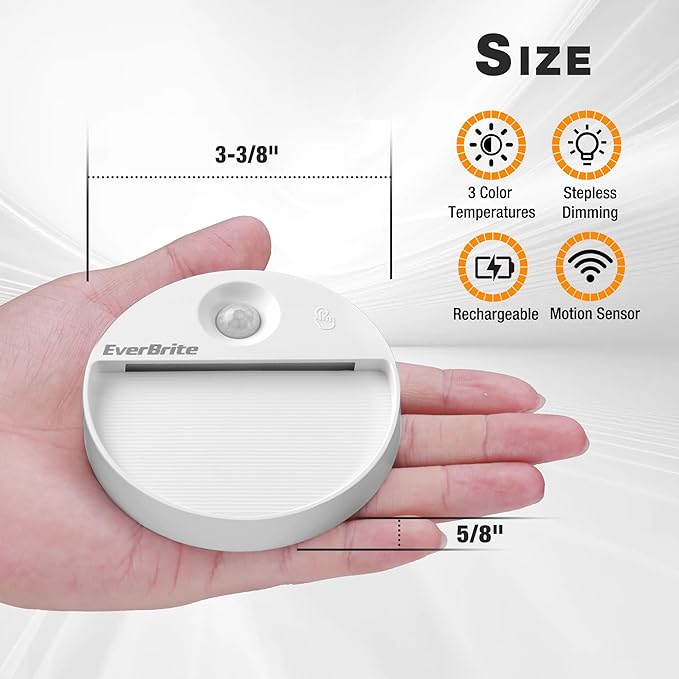 EverBrite Rechargeable Round Motion Sensor LED Night Light, Motion Activated - Image 6