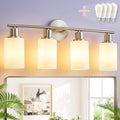 DLLT 4-Light Bathroom Light Fixtures: Nickel Modern Vanity Lights by DINGLILIGHTING